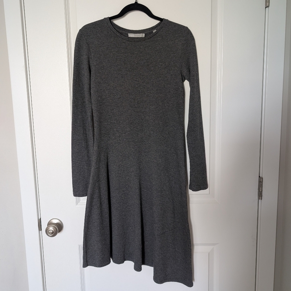 Title: Vince Heather Gray Asymmetrical Seam Fit & Flare Dress – Size M - Picture 2 of 12
